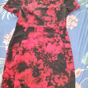 Calvin Klein Red and Black Floral Mini Dress